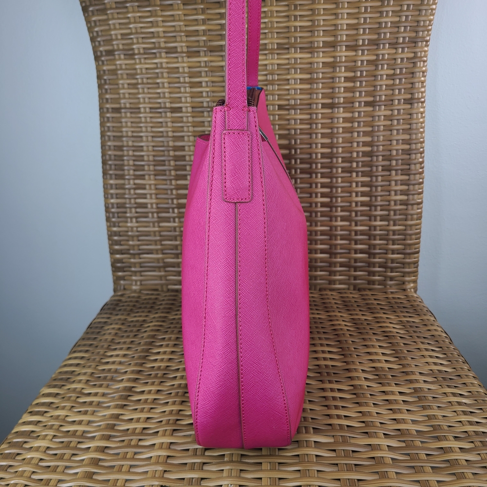 Hobo International Pink Saffiano Leather Shoulder Bag Purse - Picture 6 of 16